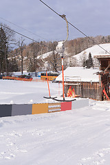 Image showing Ironing a ski lift in a winter landscape