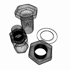 Image showing bolts with a nuts and washers