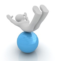 Image showing 3d man exercising position on fitness ball. My biggest pilates s