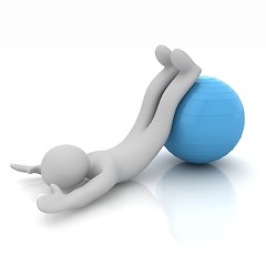 Image showing 3d man exercising position on fitness ball. My biggest pilates s