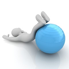 Image showing 3d man exercising position on fitness ball. My biggest pilates s