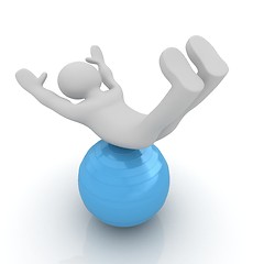 Image showing 3d man exercising position on fitness ball. My biggest pilates s