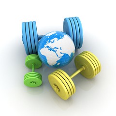 Image showing dumbbells and earth