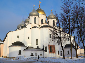 Image showing oldest in Russia Cathedral of St. Sophia. Veliky Novgorod at sunny winter day