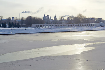 Image showing Winter View of the Yaroslav's Court in Veliky Novgorod, Russia.