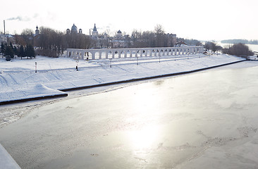 Image showing Winter View of the Yaroslav's Court in Veliky Novgorod, Russia.