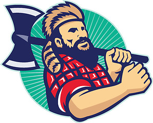 Image showing Lumberjack Logger With Axe Retro