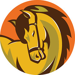 Image showing Horse Stallion Head Circle Retro