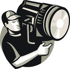 Image showing Film Crew Spotlight Fresnel Light Retro