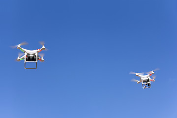 Image showing Two Drone is flying 