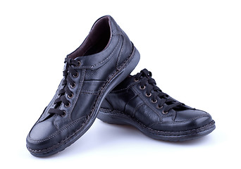 Image showing Black leather men's shoes