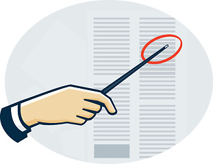 Image showing Hand With Pointer Pointing Data Sheet Retro