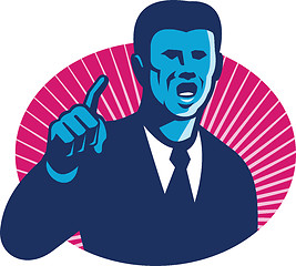 Image showing Blue Businessman Politician Pointing Retro