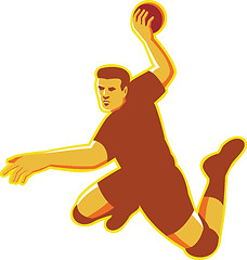 Image showing Handball Player Jumping Striking Retro