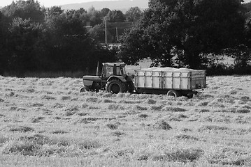 Image showing Tractor with a trailer full of grain