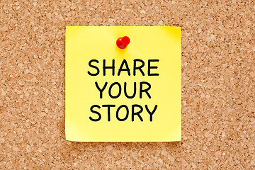 Image showing Share Your Story Post it Note