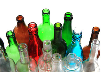 Image showing empty color glass bottles