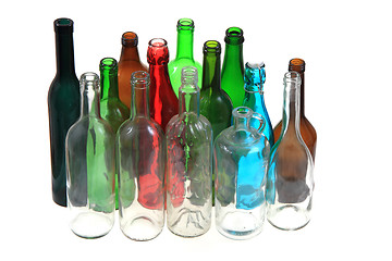 Image showing empty color glass bottles