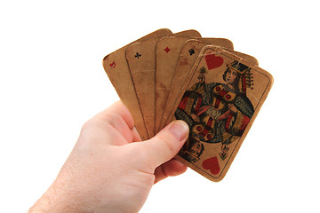 Image showing old poker cards in my hand 