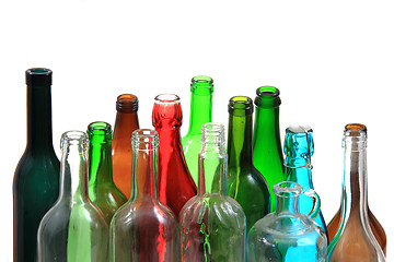 Image showing empty color glass bottles