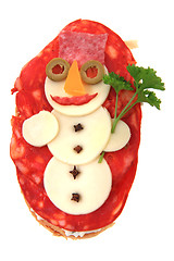 Image showing funny sandwich for chilren (snowman)