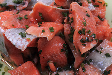 Image showing salmon fish with green herbs