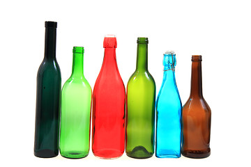 Image showing empty color glass bottles