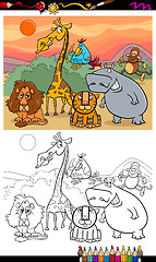 Image showing wild animals cartoon coloring book