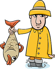 Image showing angler with fish cartoon