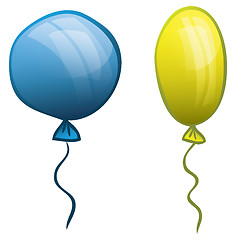 Image showing Two balloons. Blue and yellow. Vector