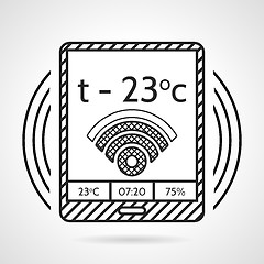 Image showing Black line vector icon for heating control device