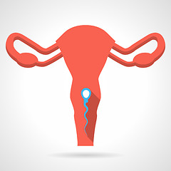 Image showing Flat vector icon for red uterus