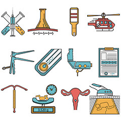 Image showing Flat vector icons set for obstetrics