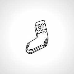 Image showing Black line warm socks vector icon