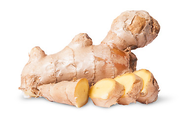 Image showing Sliced and whole ginger root