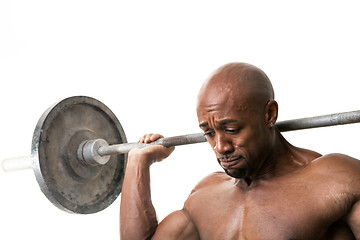 Image showing Muscle Man Holding Barbell