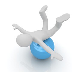 Image showing 3d man exercising position on fitness ball. My biggest pilates s