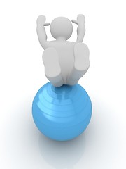 Image showing 3d man exercising position on fitness ball. My biggest pilates s