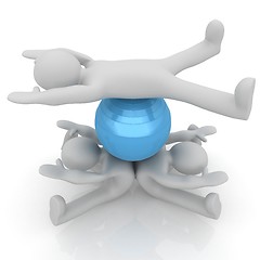 Image showing 3d man exercising position on fitness ball. My biggest pilates s