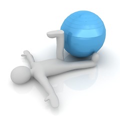 Image showing 3d man exercising position on fitness ball. My biggest pilates s