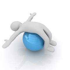 Image showing 3d man exercising position on fitness ball. My biggest pilates s