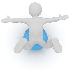 Image showing 3d man exercising position on fitness ball. My biggest pilates s