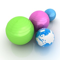 Image showing Pilates fitness ball and earth