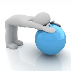 Image showing 3d man exercising position on fitness ball. My biggest pilates s