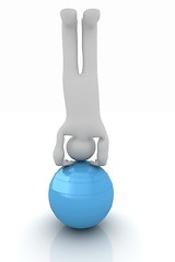 Image showing 3d man exercising position on fitness ball. My biggest pilates s