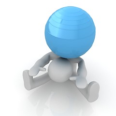 Image showing 3d man exercising position on fitness ball. My biggest pilates s