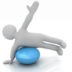 Image showing 3d man exercising position on fitness ball. My biggest pilates s