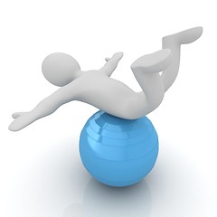 Image showing 3d man exercising position on fitness ball. My biggest pilates s