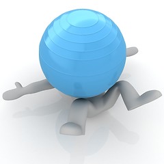 Image showing 3d man exercising position on fitness ball. My biggest pilates s