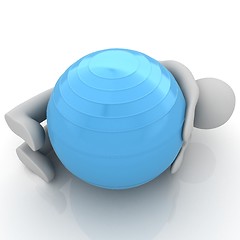 Image showing 3d man exercising position on fitness ball. My biggest pilates s